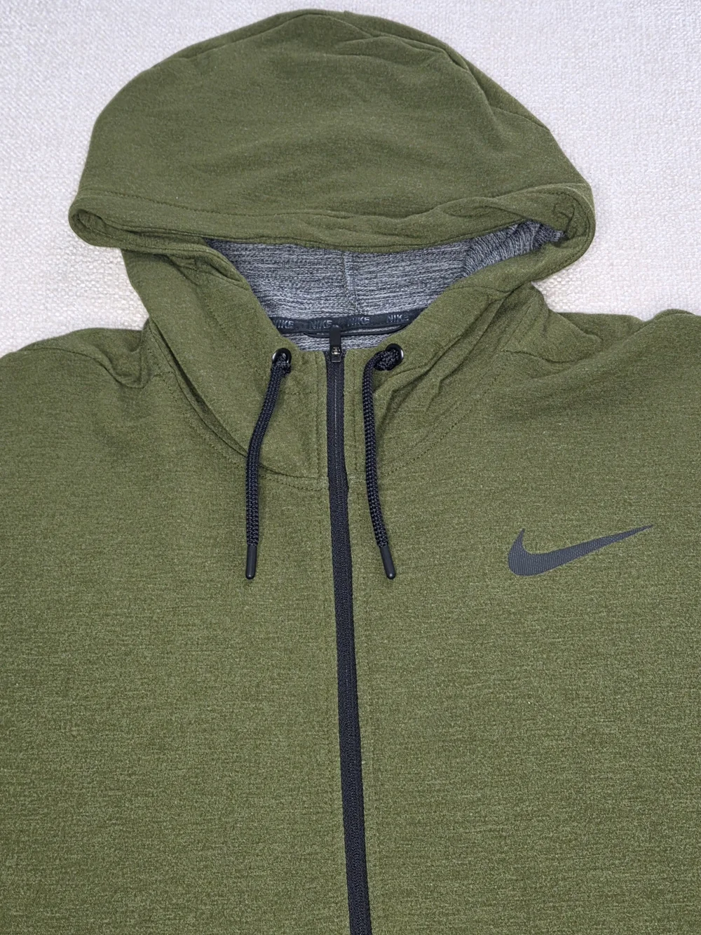 Nike Dri-FIT Full Zip Hoodie Mens 2XL Olive Green Athletic Performance Jacket